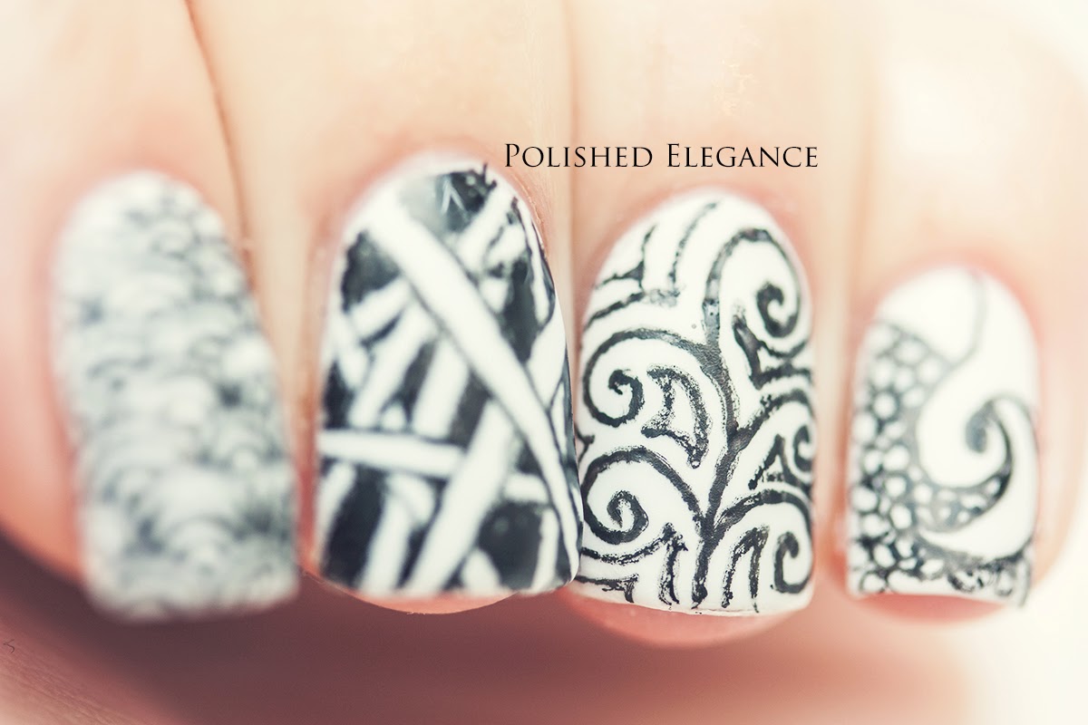 Polished Elegance Zentangle nail art