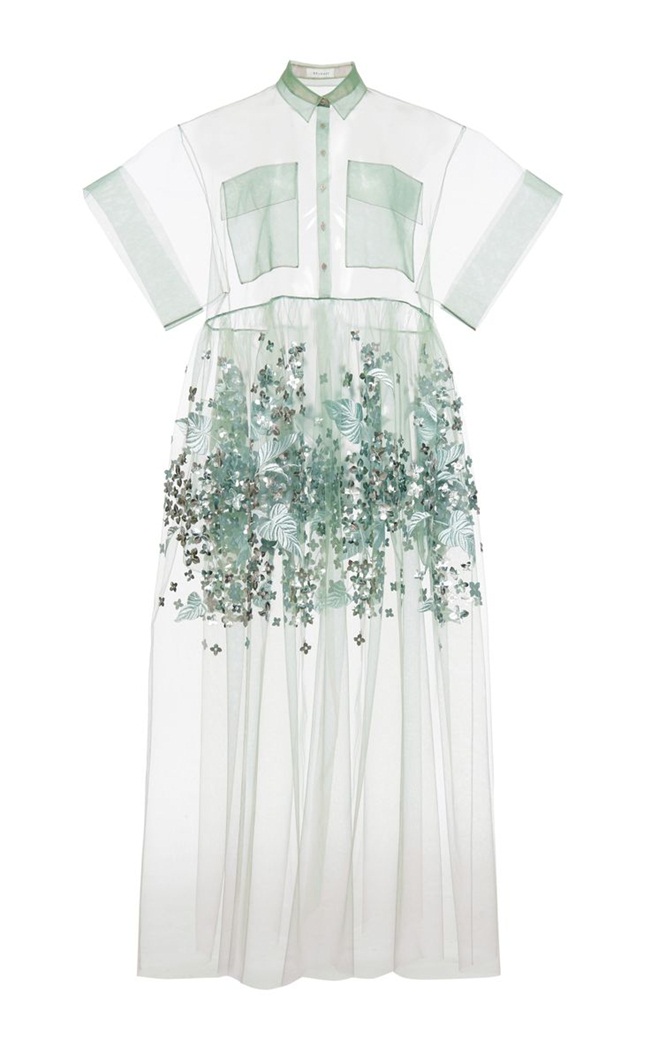 Delpozo RTW Spring 2015, Mint Print Embroidered Bobbinet Tulle Dress Delpozo RTW Spring 2015 Mint Print Embroidered Bobbinet Tulle Dress