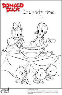 donald duck in party coloring pages