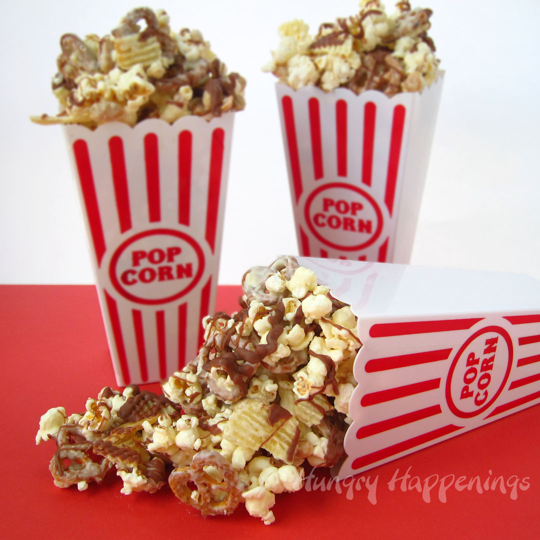 White Chocolate Popcorn with Peanuts, Pretzels, and Chips