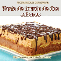 Tarta de turrón de dos sabores turrón,leche,nata,bizcocho,chocolate
