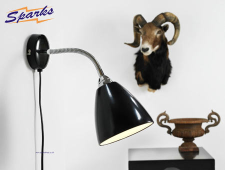 Nordlux Mini Flexible Wall Light in a black finish. Flexible neck wall lamp for interior decoration, with a black shade - the Nordlux NX311 Mini Flexi wall lamp. Nordlux Mini Flexible Wall Light in a black finish