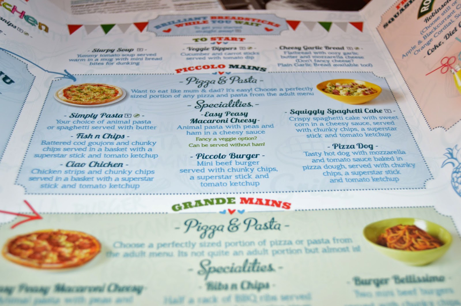 The New Kids Menu at Bella Italia Playdays and Runways