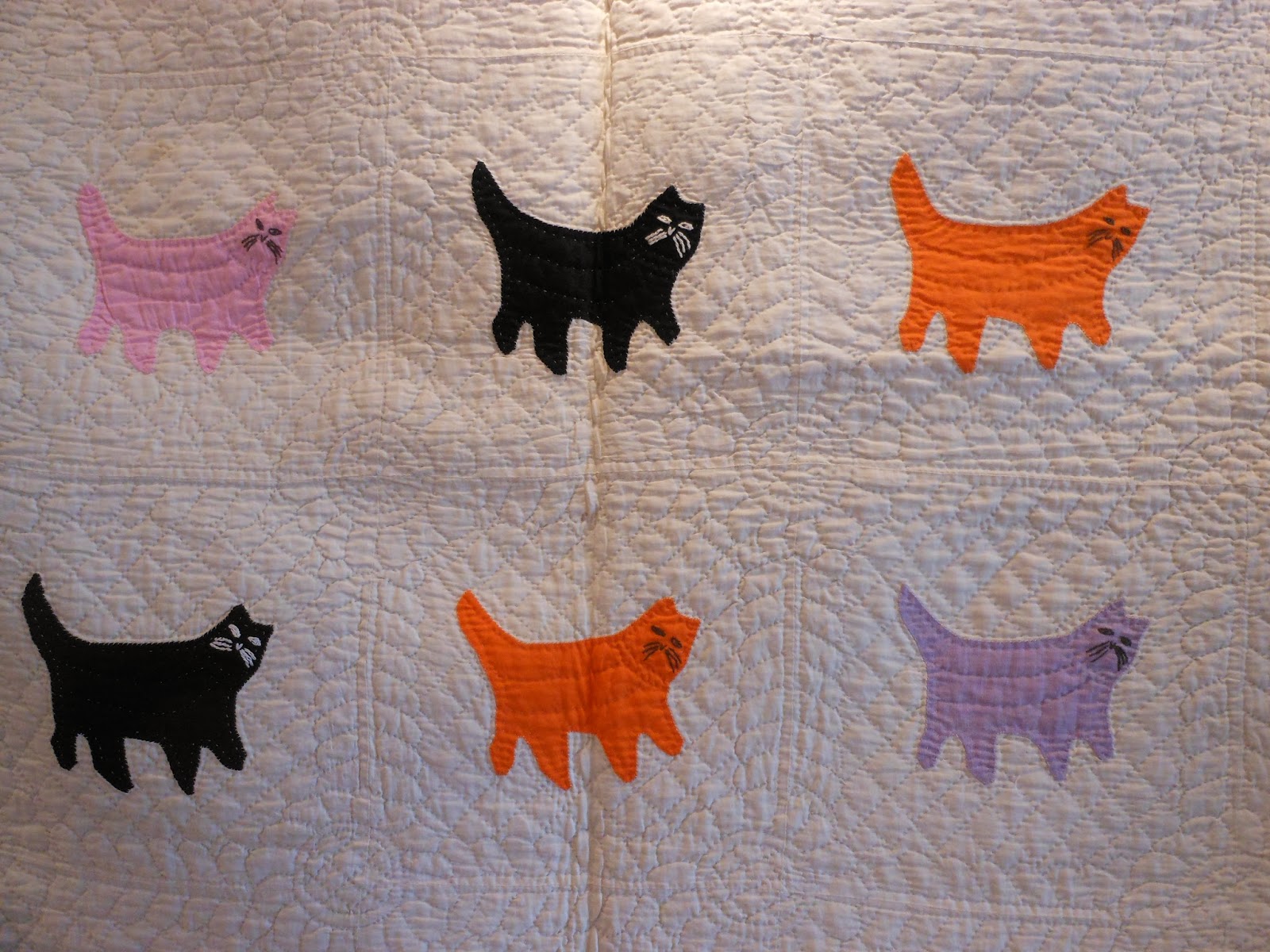 Gone To The Beach Halloween Kitties Vintage Quilt
