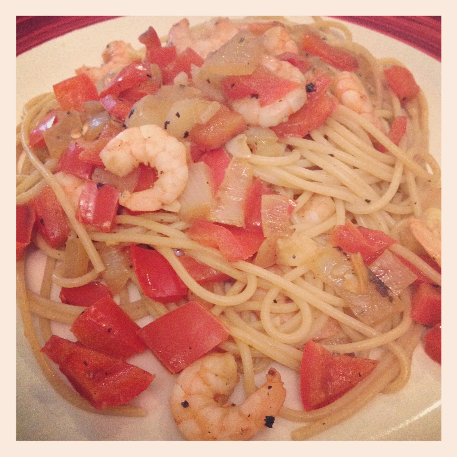 pearls and pasta Spaghetti with Shrimp and Bell Peppers