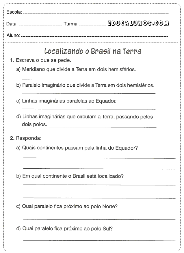 Localizando o Brasil na Terra