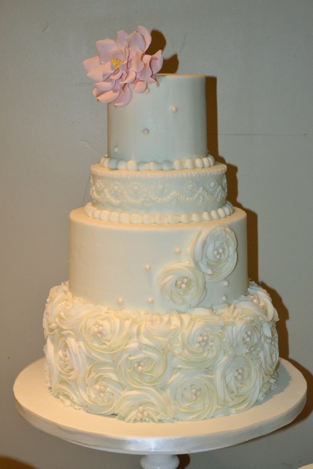 Sweet Cakes by Rebecca Rosettes and Pearls {Wedding Cake}