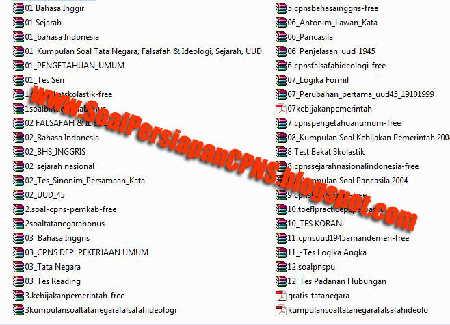 Sample isi CD Soal Persiapan CPNS 2013 :