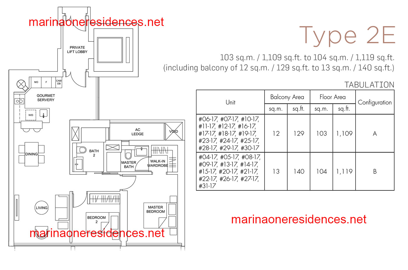 2 bedroom Type 2E Showflat