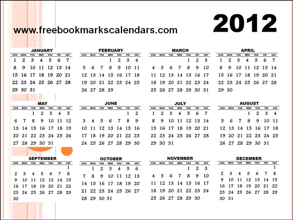 Printable Calendar Free 2012