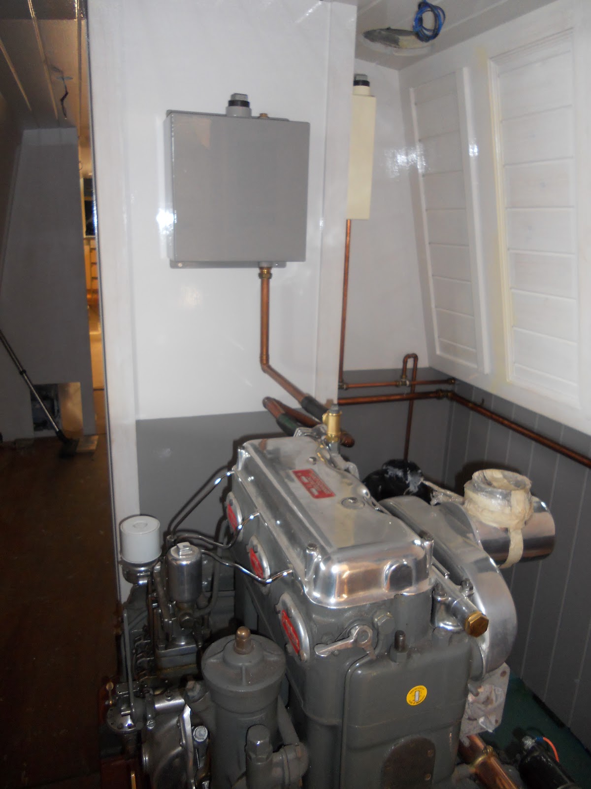 Harris & Watson Narrowboat Build Engine and C/H header tanks and