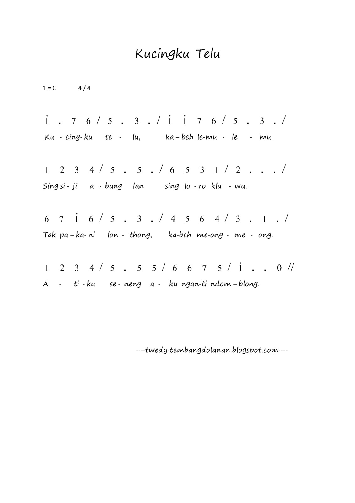 Twedy�s Blog: Tembang Kucingku Telu