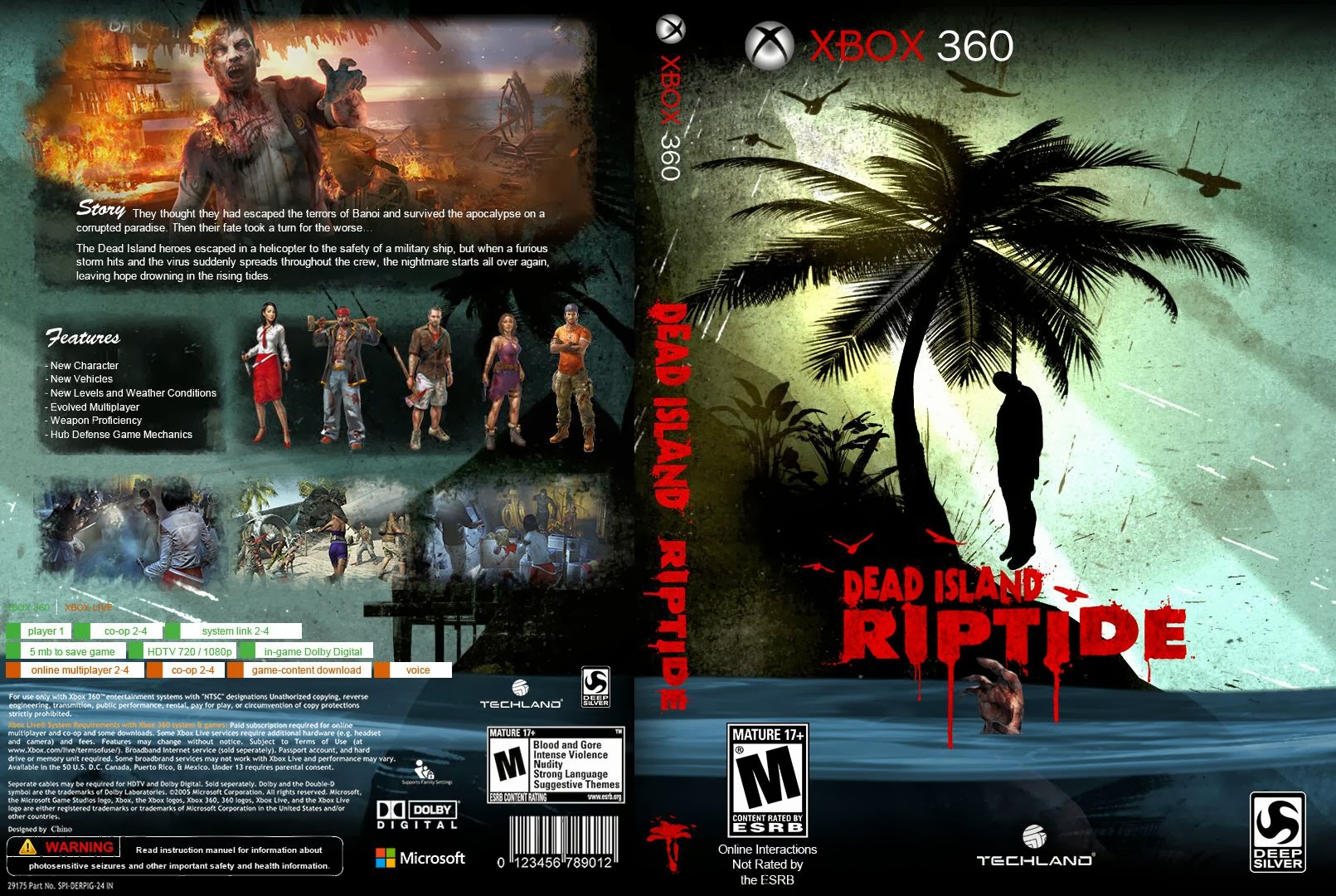 Capa Dead Island Riptide Xbox 360 Gamecover Capas customizadas para