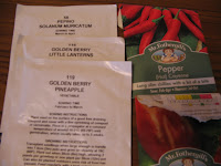 seeds... For the Greenhouse....Bell Peppers (Sweet Californian Wonder), Chilli Pepper (Hot Cayenne), and then new for this year to try are Pepino Solanum Muricatum, Golden Berry Little Lanterns and Golden Berry Pineapple.