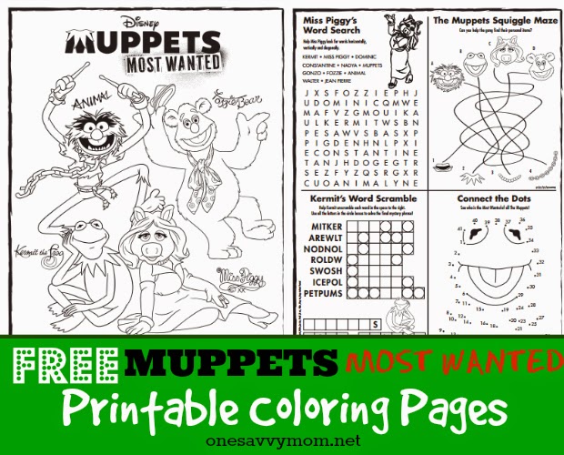 One Savvy Mom Nyc Area Mom Blog Free Muppets Most Wanted Printable Coloring Pages Featuring Kermit The Frog Miss Piggy Fozzie Bear And Animal Captain hook and tinkerbell coloring pages for teenagers. one savvy mom