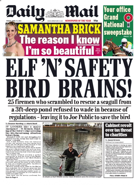 Tabloid Watch 'Firefighters were not stopped from entering the water