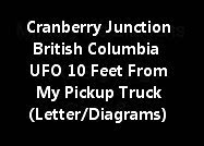 Cranberry Junction British Columbia UFO 10 Feet From My Pickup (Letter/Diagrams)