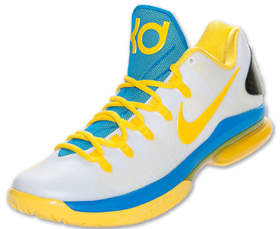 This Nike KD V Elite colorway comes in a Oklahoma City Thunder \