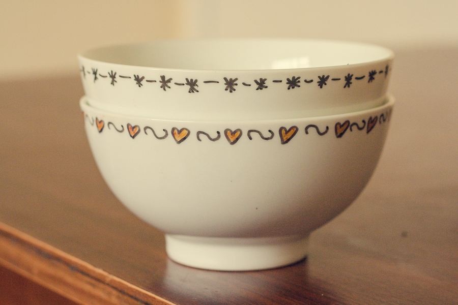 Rims of DIY Sharpie Bowls