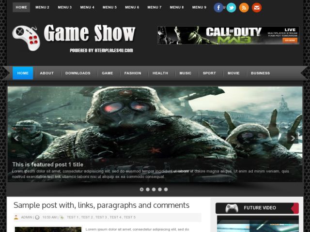 Game Show Blogger Template is a great design blogger template with 2 columns