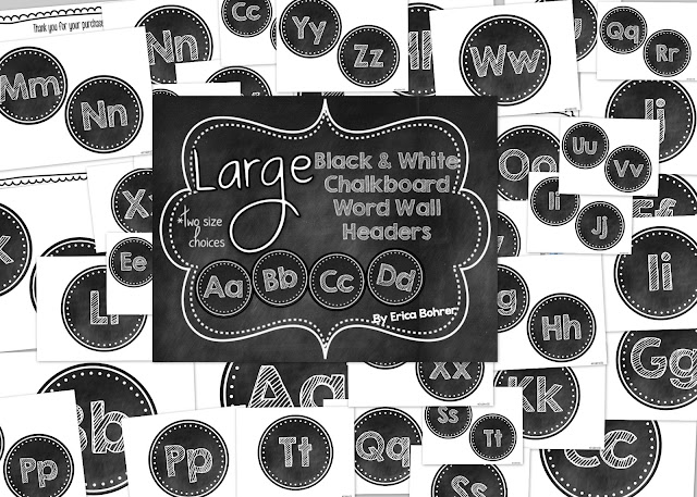 Word Wall Headers: Black and White Brights