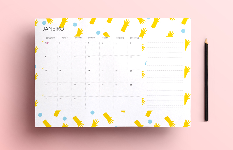 Calendário de janeiro para você imprimir e organizar o mês inteirinho!