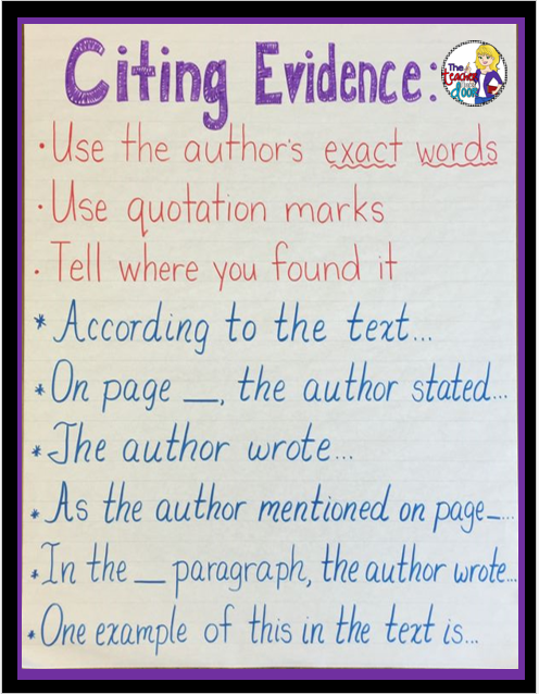 Text Based Evidence Anchor Chart