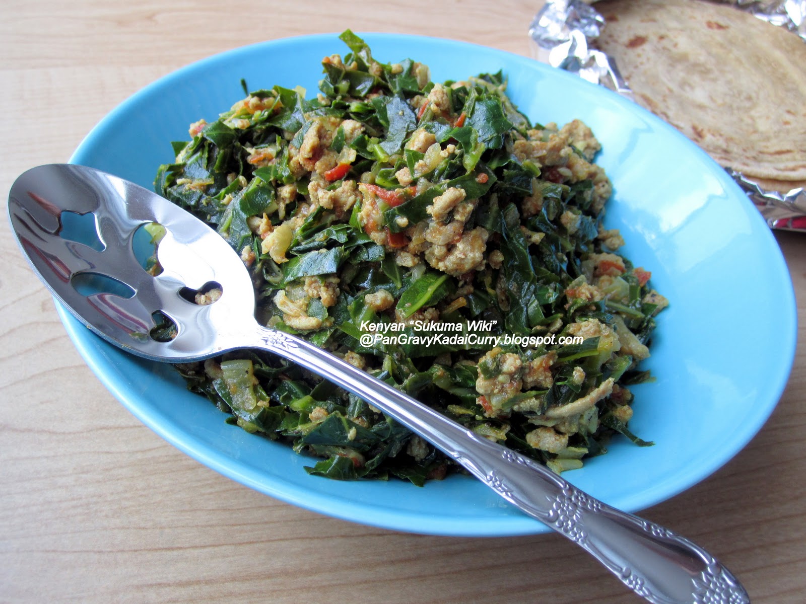 Pan Gravy Kadai Curry Kenyan "Sukuma Wiki" With Collard Greens