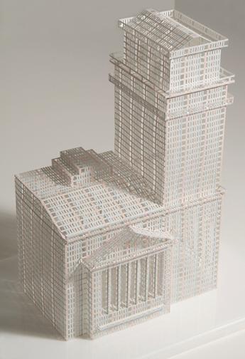 jill sylvia estruturas 3d prédios edifícios papel recortado arquitetura
