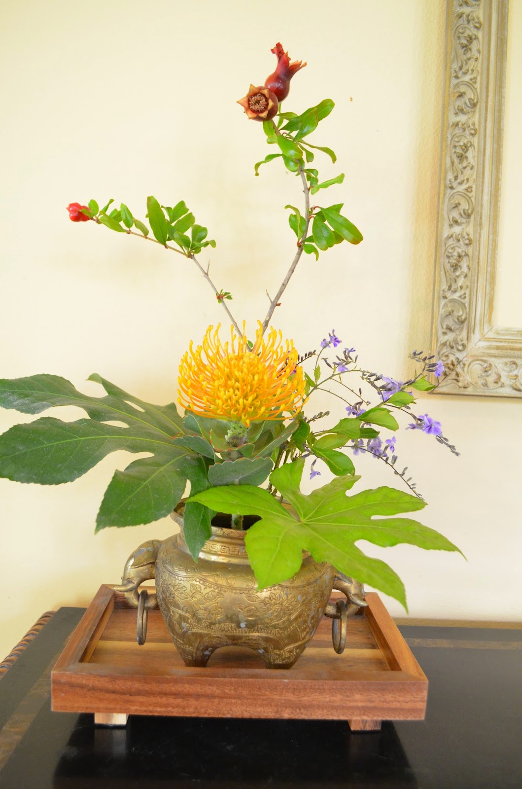 Entertaining From an Ethnic Indian Kitchen Ikebana arrangement