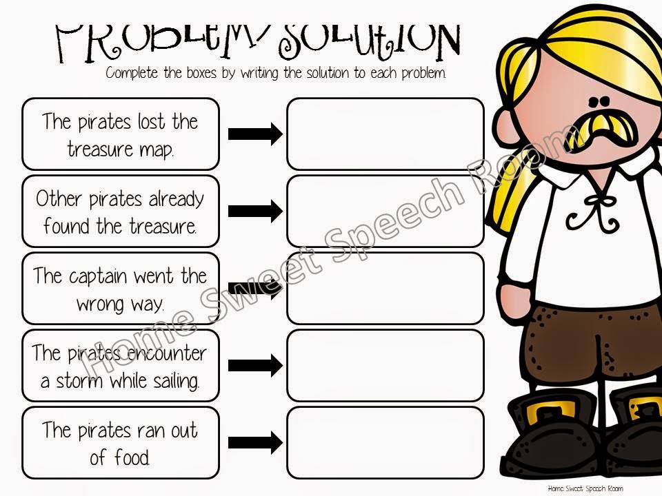 Worksheet Problem And Solution Worksheets arrrr pirates a speech and language unit description web pages 55 56 includes two describing graphic organizers one male female