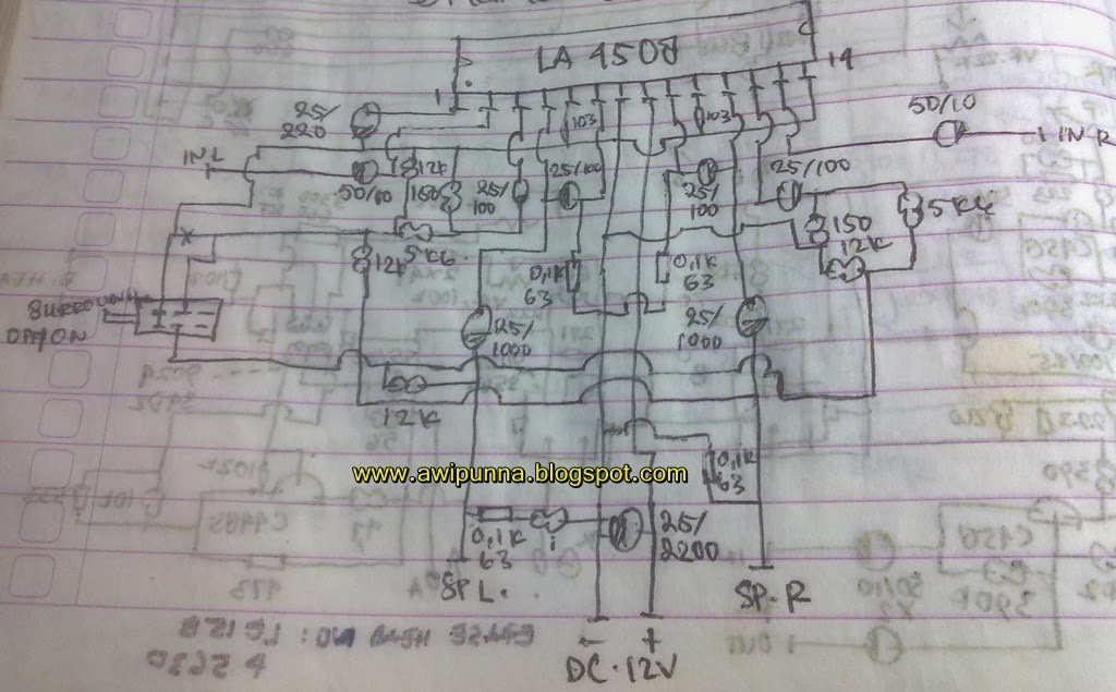 ARWIS' BLOG Skema Stereo Audio Amplifier With Surround Menggunakan ic
