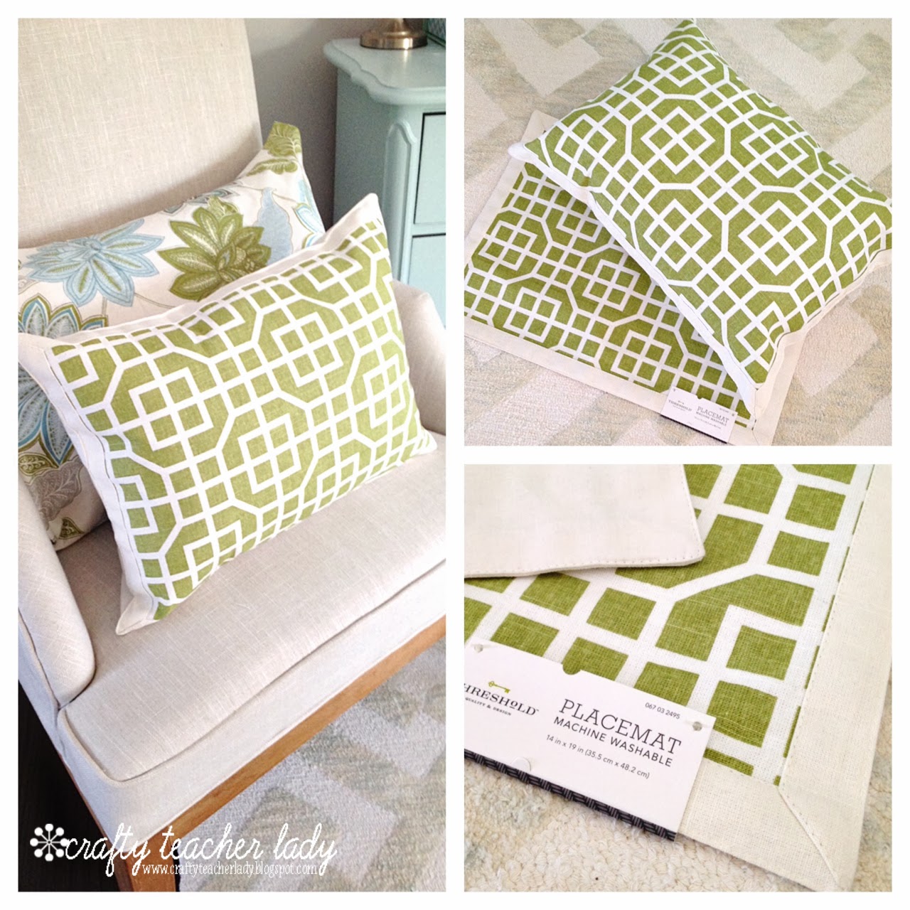 Crafty Teacher Lady Placemat Turned Toss Pillow