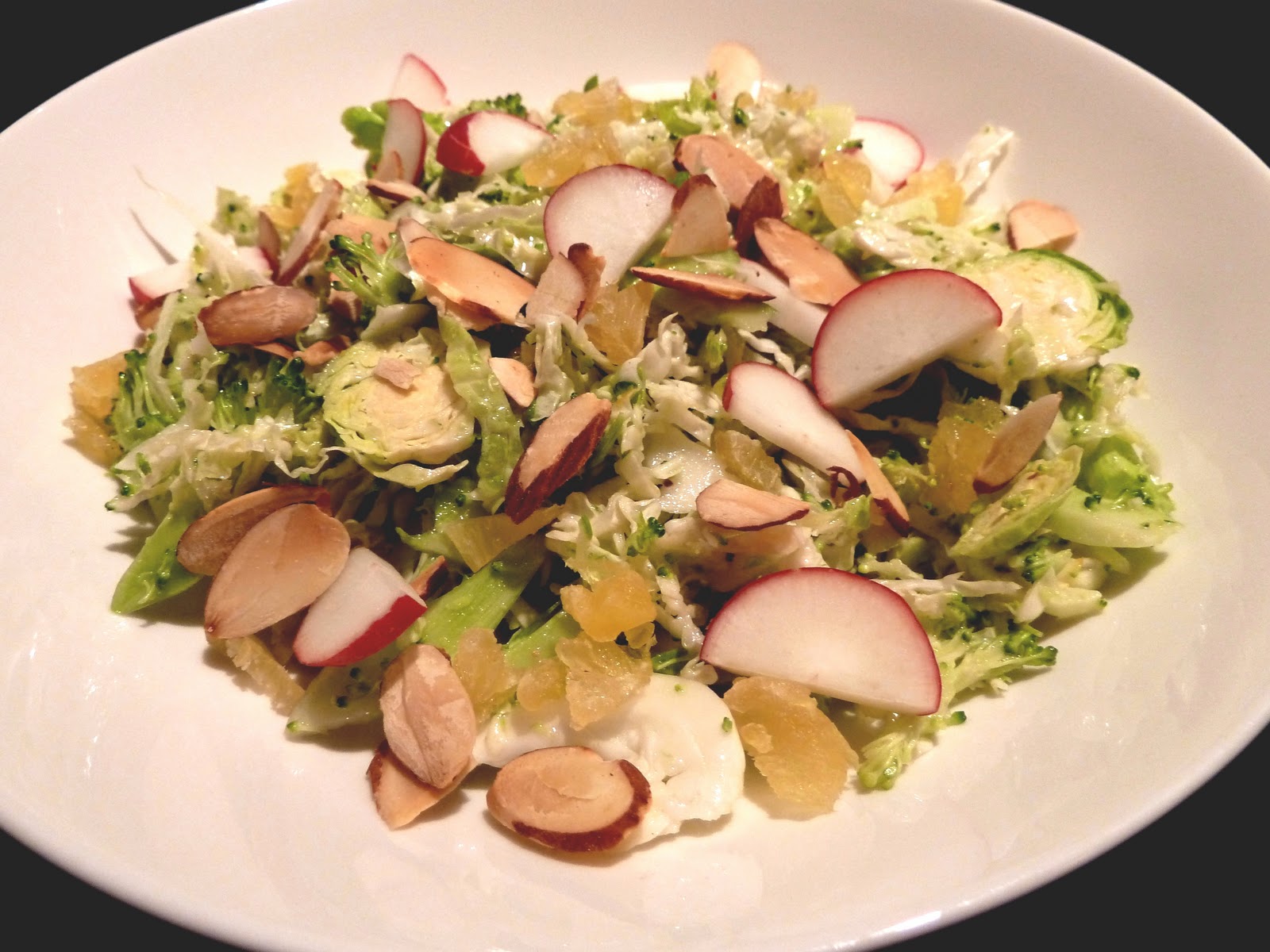 Cracked Pepper Broccoli, Cabbage and Brussels Sprout Salad with Dijon