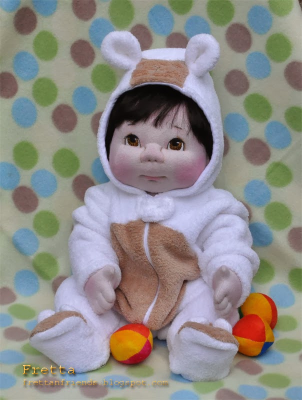 Fretta Life size 19" tall Soft Sculptured Gender Neutral Baby. Brown