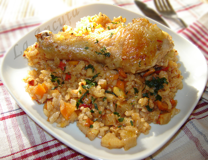 Pilaf de orez cu pui si legume La Ancuta
