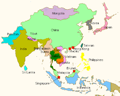Nearly blank political map of Asia