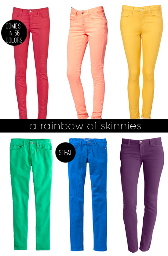 with an i.e. Colored Skinny Jeans