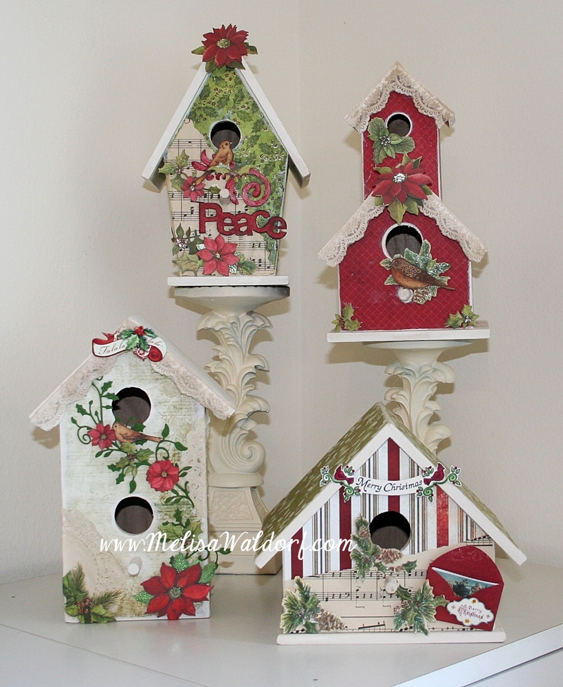 Paperlicious Designs Altered Christmas Birdhouses