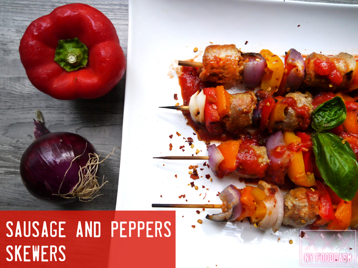 NY FoodGasm Grilled Sausage and Peppers Skewers