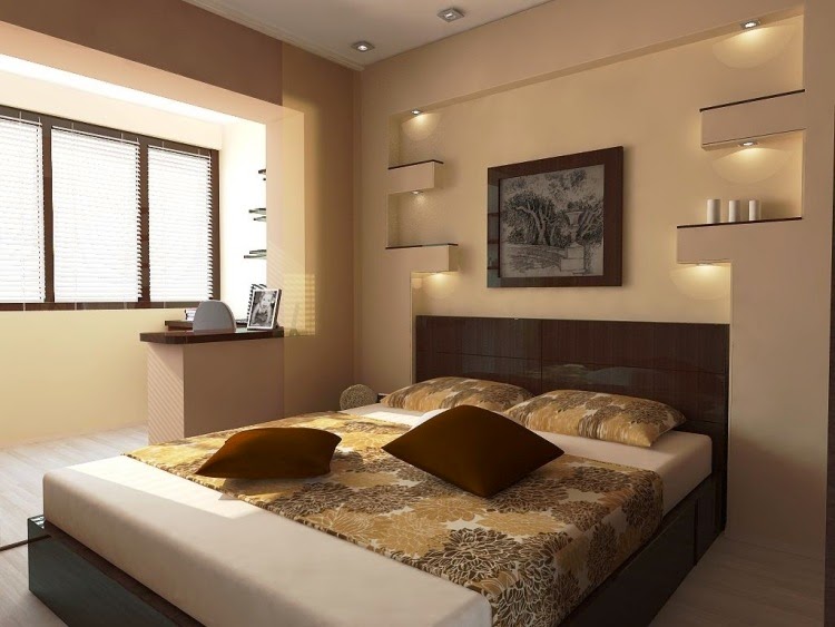Design ideas for small bedrooms in beige color from dark wood
