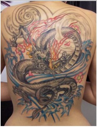 Full Back Dragon Tattoo With Japanese Concept For Male