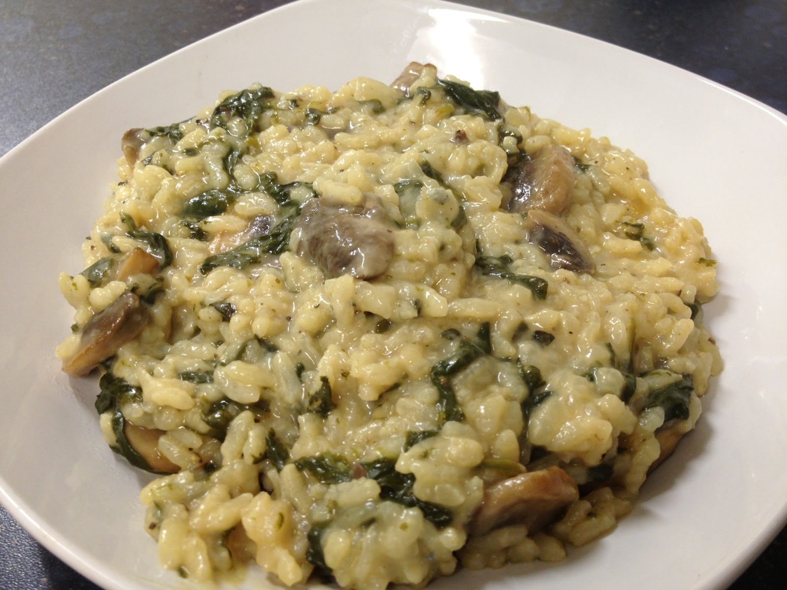 Maria's Blog Oven baked spinach and mushroom risotto