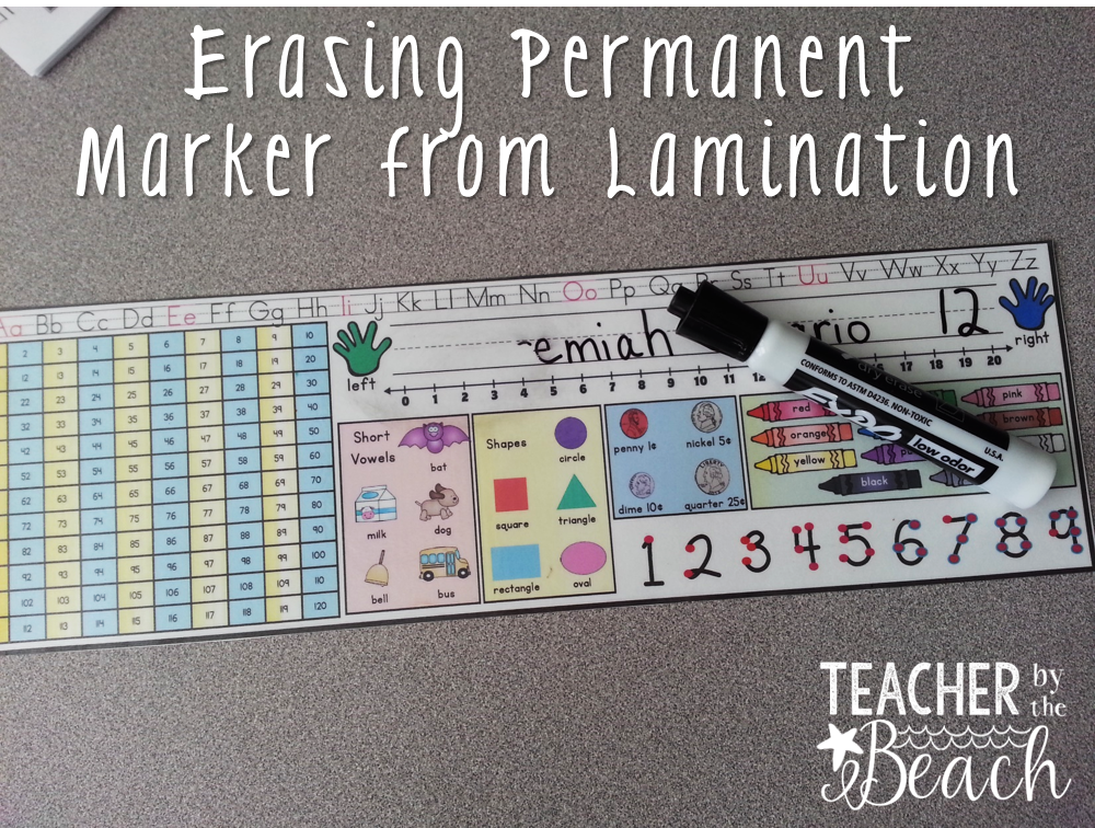 Erasing Permanent Marker from Lamination Teacher by the Beach