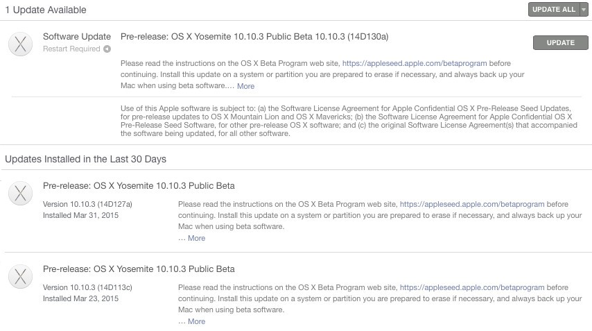 Mac OS X Yosemite 10.10.3 Beta 7 (14D130a) Mac OS X Yosemite 10.10.3 Beta 7 (14D130a)