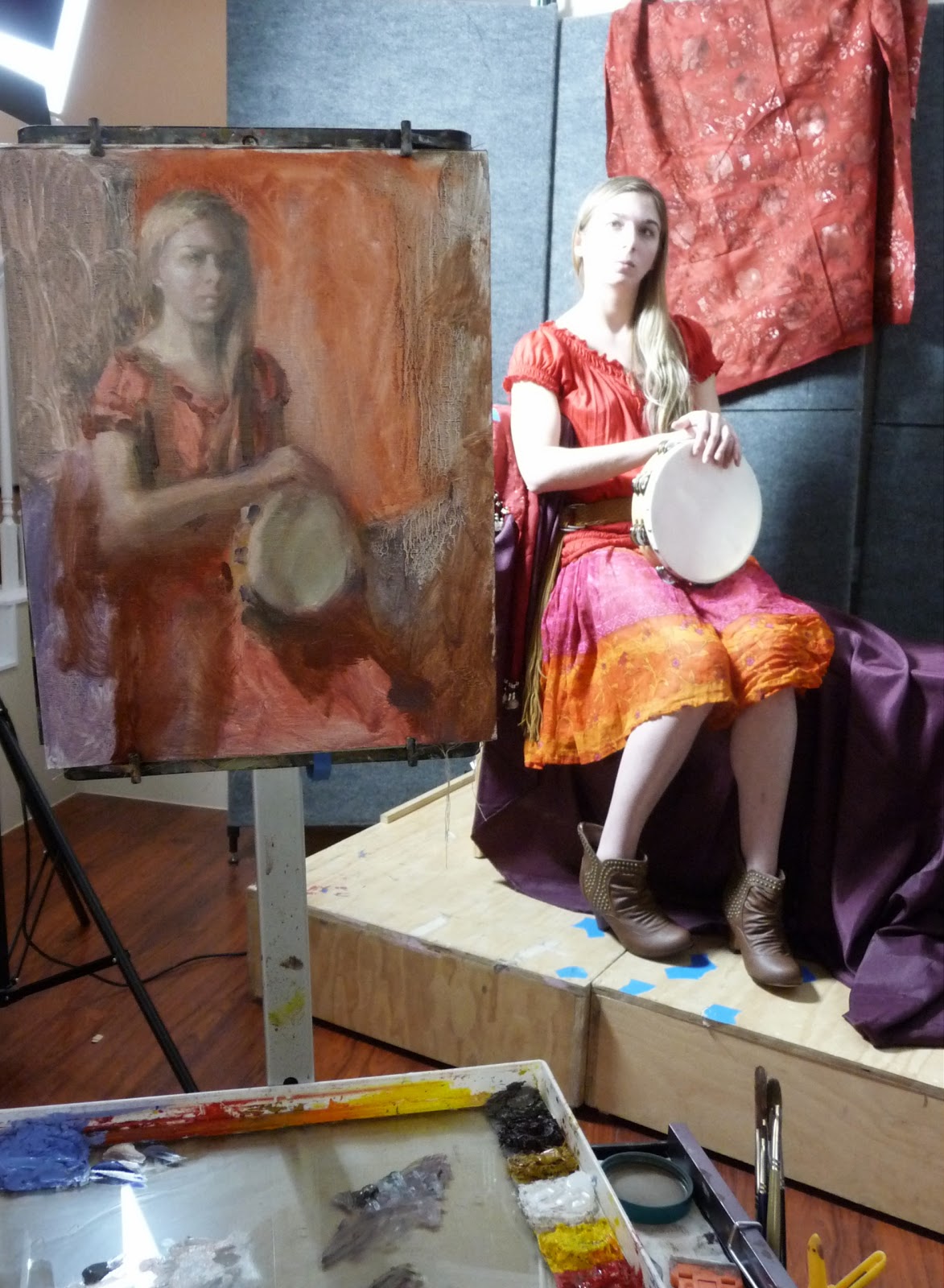 Paint Your Joy! Miriam the Tamborine Girl. 14x11