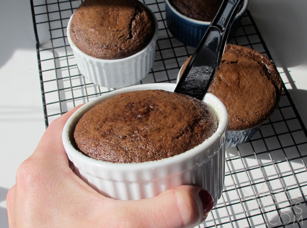 marta writes mini chocolate cakes baked in ramekins and stacked into