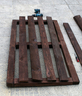 Offering up the uprights to the finished square Offering up the uprights to the finished square