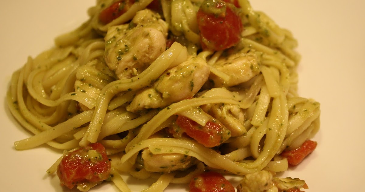 Making Mama's Kitchen Chicken Linguine with Basil Avocado Pesto