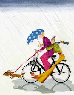 wagt couple solex rain illustration by dutch born artist robert wagt of a couple on a solex in the rain
